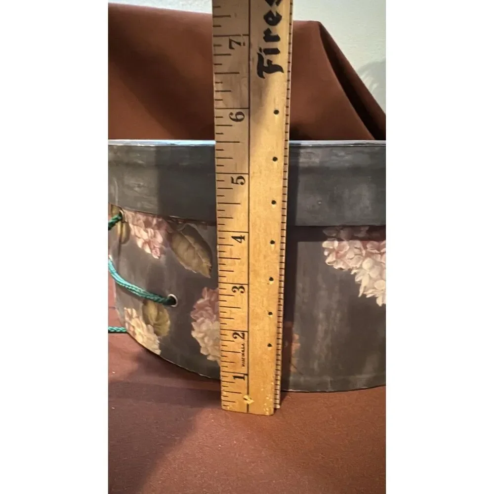Vintage Flowered Cardboard Hat Box with Lid 15 inches Diameter
